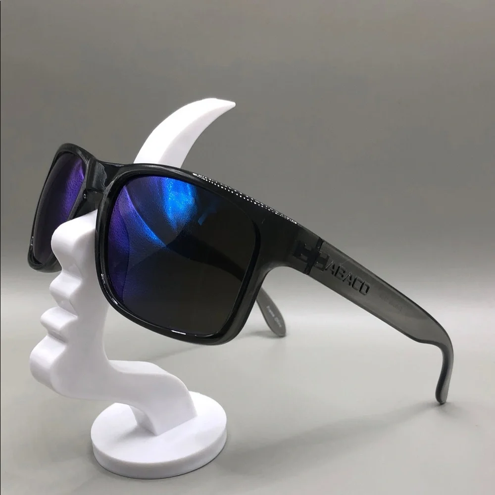 Abaco Dockside Polarized Square Sunglasses Crystal Grey Blue Mirror